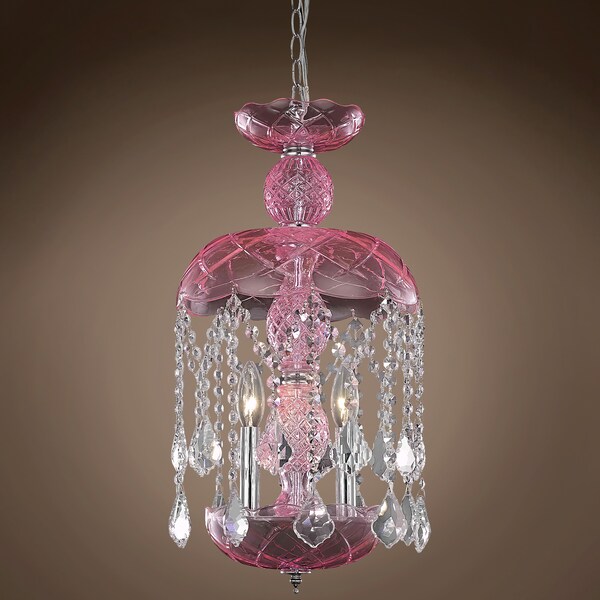 Joshua Marshal Harvest Design 3 Light 11 Pink Chandelier With Clear Asfour Crystals" 701410-002